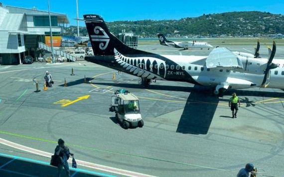 這是1月13日在新西蘭惠靈頓國際機場拍攝的新西蘭航空的客機。（圖源：新華社）