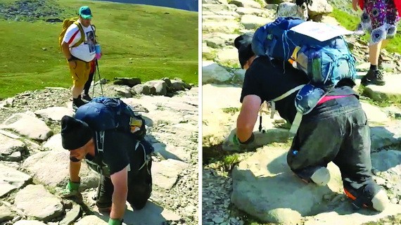 56 歲截肢男子爬行 13 小時登上山頂