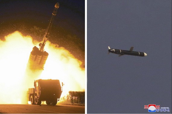 朝鮮試射最新研製的遠程巡航導彈。（圖源：朝中社）