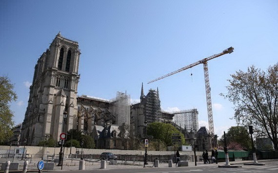 4月16日，法國巴黎，修復中的巴黎聖母院。（圖源：新華社）