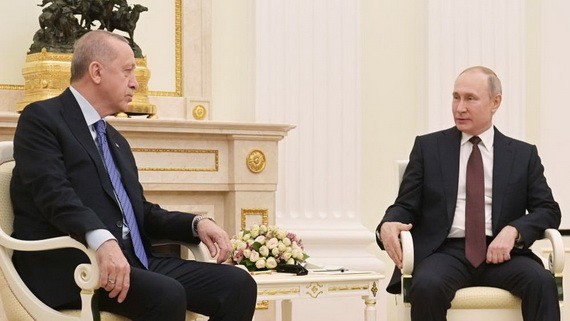 俄羅斯總統普京與土耳其總統埃爾多安當地時間9月29日在俄南部海濱城市索契舉行會談。（圖源：互聯網）