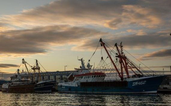 這是2020年10月11日在英國南部濱海肖勒姆拍攝的停靠在碼頭的漁船。（圖：新華社）