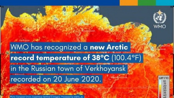 去年北極地區最高溫達 38 攝氏度。（圖：WMO）