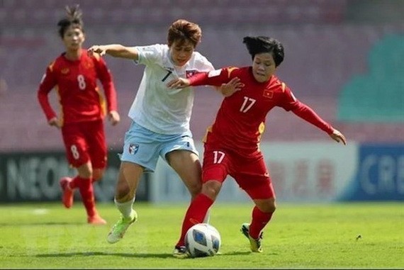 越南女足隊與中國台北女足隊交鋒。（圖：互聯網）