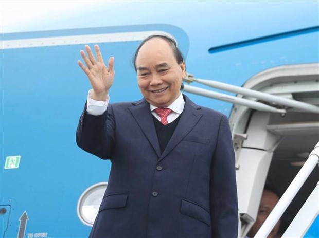 越南國家主席阮春福啓程對韓國進行國事訪問。（圖：越通社）