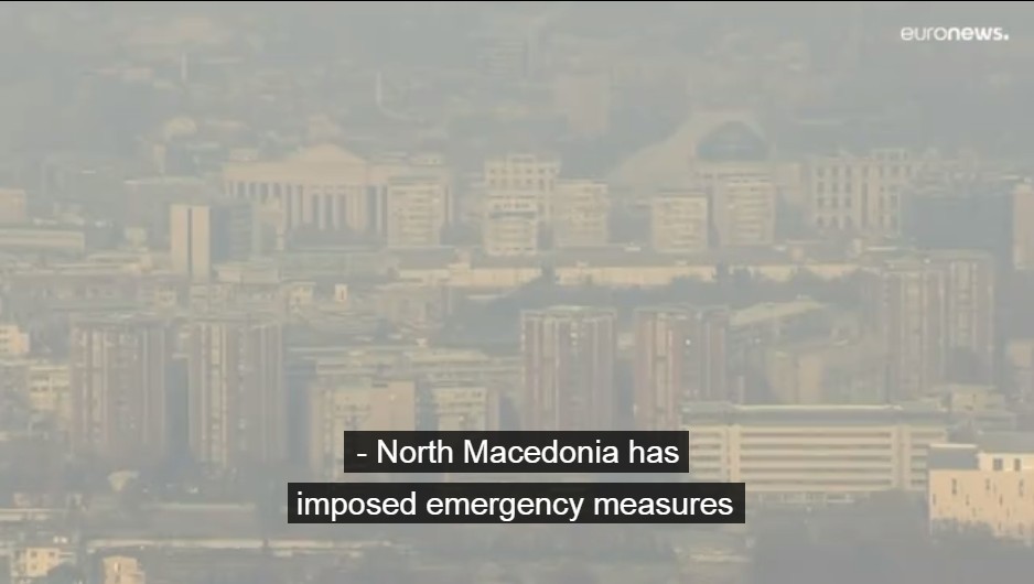 北馬其頓首都是世界上污染最嚴重的城市之一。（圖：視頻截圖）