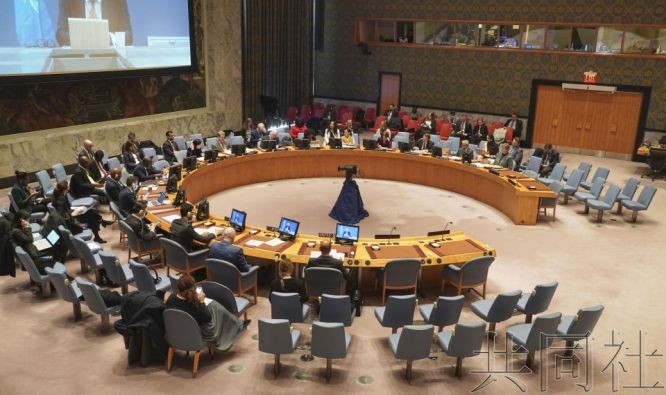 12月19日，安理會會議在聯合國總部召開。（圖：共同社）