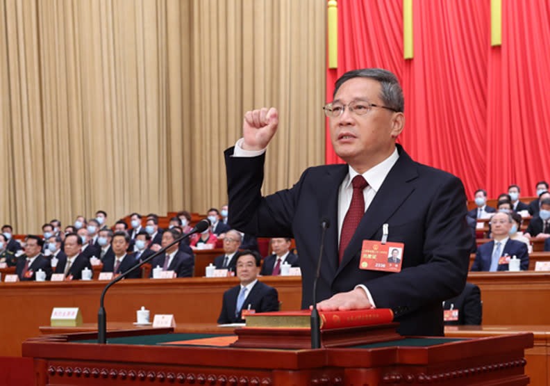 李强宣誓就任中国国务院总理。（图：中国政府网）