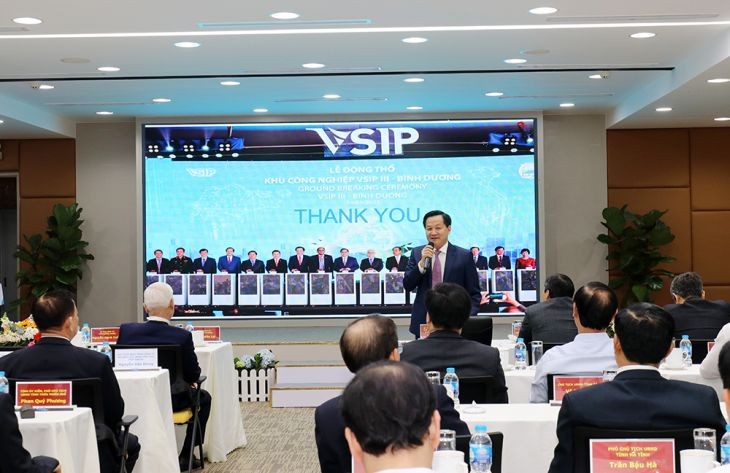 政府副总理黎明概与VSIP领导举行会面时发言。（图：翠霞）