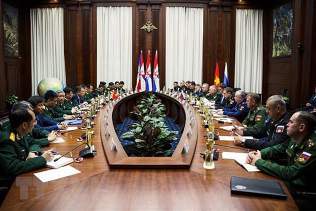第六次越南-俄罗斯双边防务对话场景。（图：越通社）