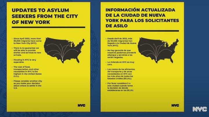 纽约市发布“劝退”移民的海报。（图：福克斯新闻网）