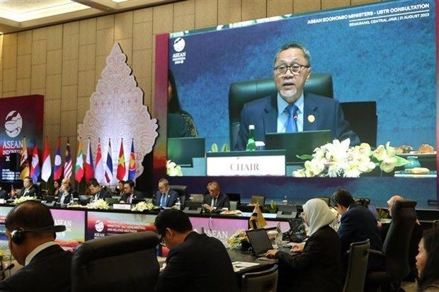 东道国印尼贸易部长祖尔基弗利‧哈桑在会议上发表讲话。（图：越通社）
