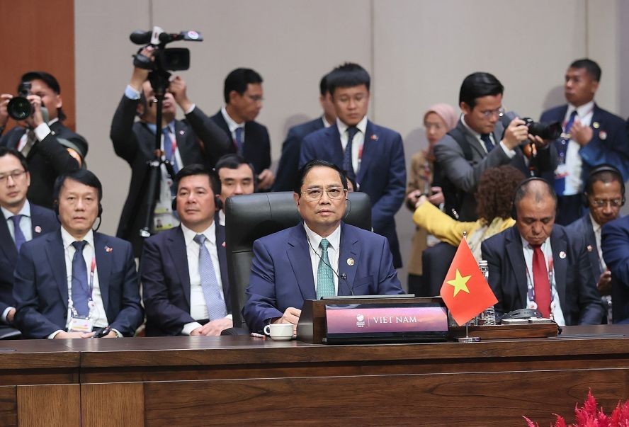 政府总理范明政在第二十六次东盟-中国领导人会议上发表。（图：越通社）