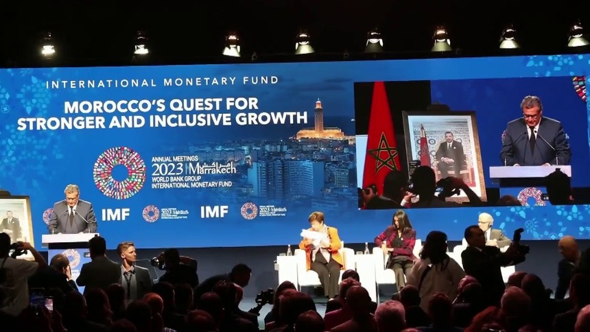 国际货币基金组织(IMF)和世界银行2023年年会9日在摩洛哥南部城市马拉喀什开幕。（图：新华社）