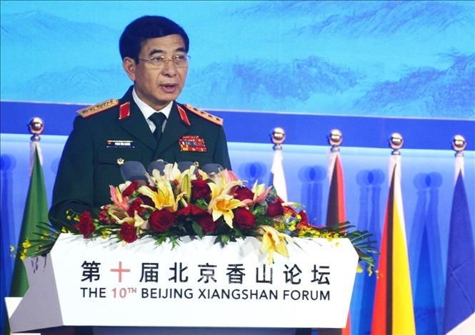 潘文江大将在第十届北京香山论坛上发表。（图：越通社）
