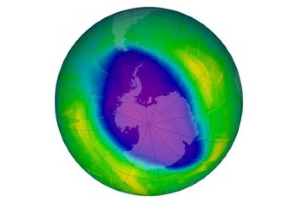 图为南极臭氧空洞。（图：联合国环境规划署）