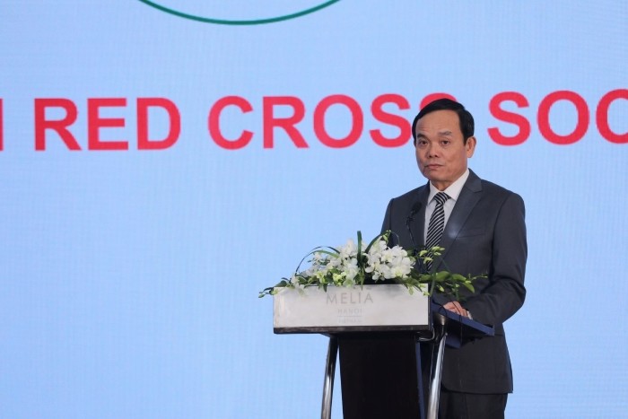 政府副总理陈留光在第11届亚太红十字与红新月会开幕式上致辞。（图：红苑）