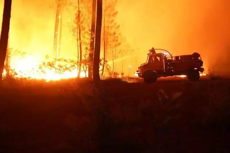 去年8月法国西南部朗迪哈大火，超过6200公顷森林在短短24小时内付之一炬。（图：互联网）