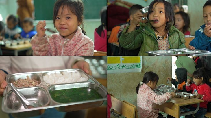 “百万份有肉的饭菜”计划已来到了河江省龙蓬村的孩子们身边。