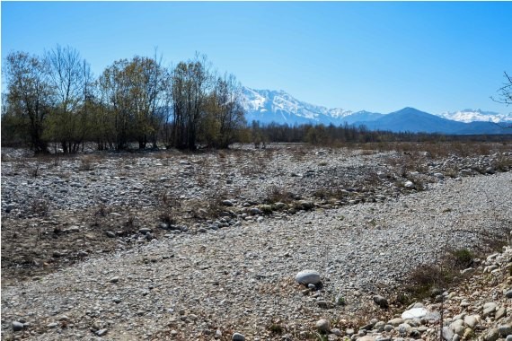 这是2023年3月25日在意大利皮埃蒙特大区拍摄的干涸的杰索河河床。（图：新华社）
