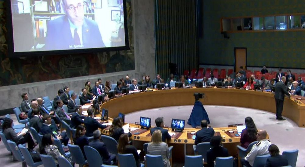 安理会就中东局势召开紧急会议。（图：联合国）