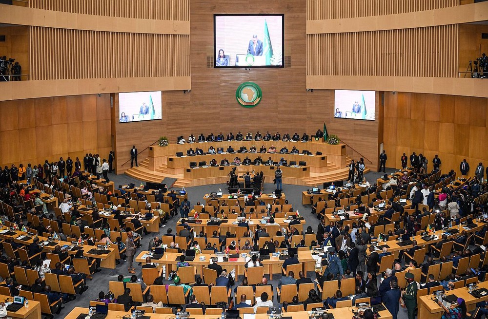 在埃塞俄比亚首都阿迪斯阿贝巴拍摄的非盟峰会现场。（图：新华社）