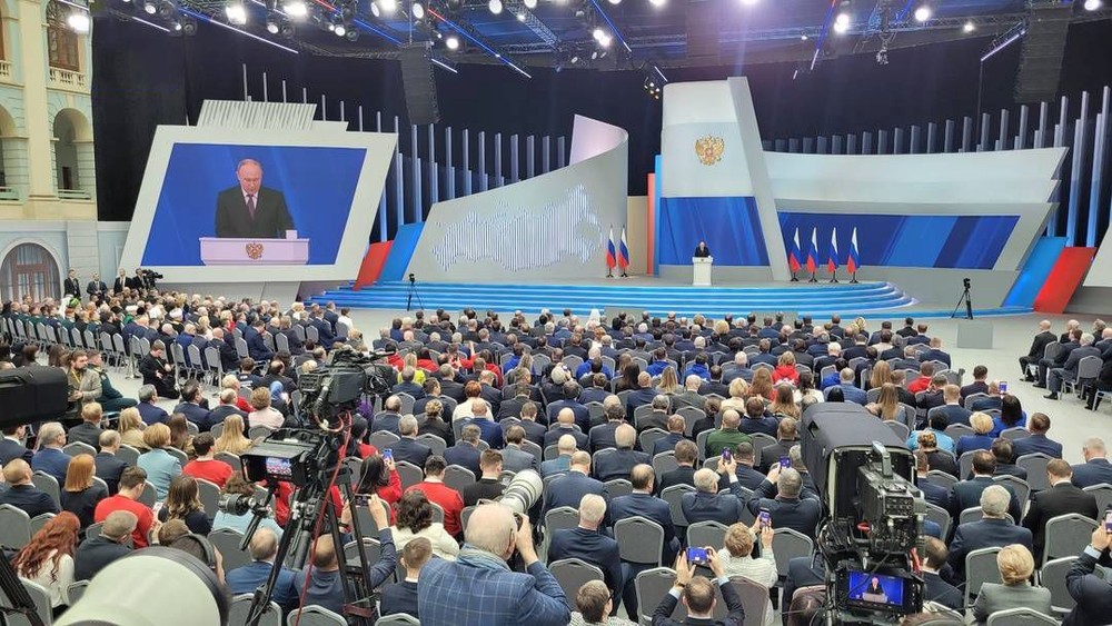 俄罗斯总统普京向俄联邦会议发表年度国情谘文。（图：互联网）