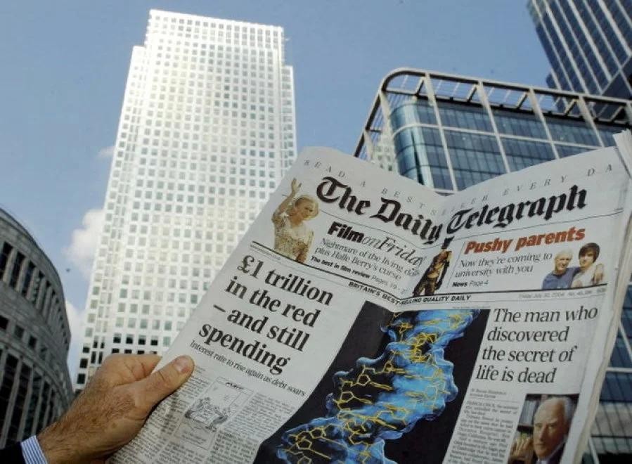 英国电讯传媒集团旗下主流媒体包括《每日电讯报》、《星期天电讯报》和《旁观者》周刊，其中《每日电讯报》（图）拥有168年历史。（图：AFP）