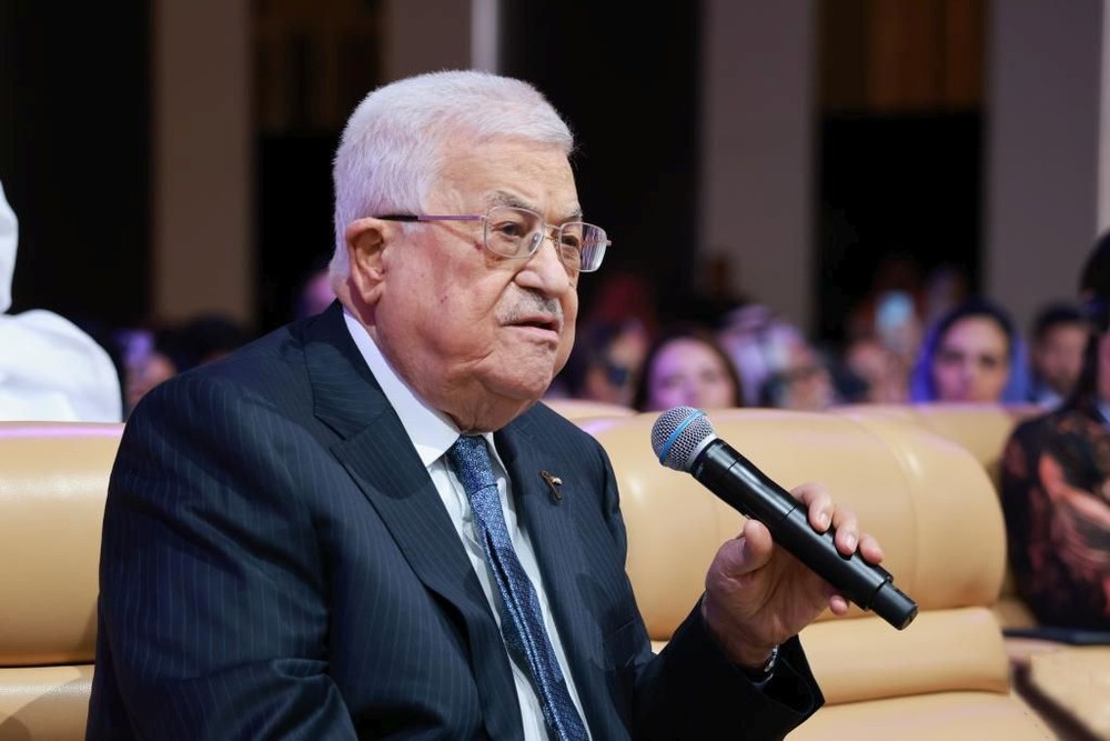 在沙特阿拉伯首都利雅得，巴勒斯坦总统阿巴斯出席开幕式并讲话。（图：新华社）