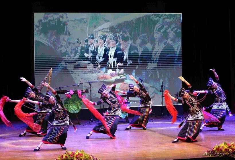 图为2024年柬埔寨越南文化周的一幕精彩表演节目。图自越通社