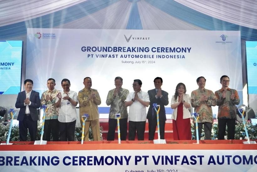 VinFast Auto的电动汽车组装厂建设项目奠基仪式。（图：越通社）