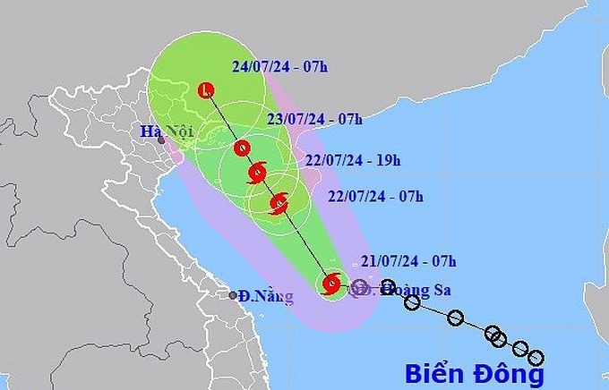 2号台风的移动方向。（图：nchmf.gov.vn）