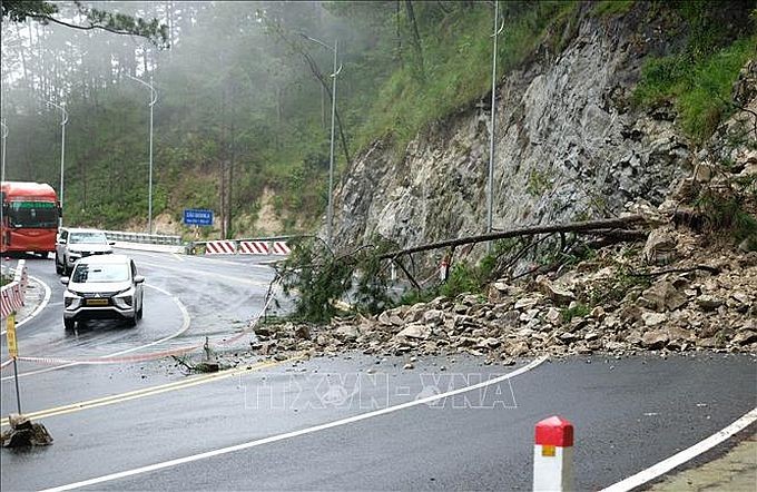 山体滑坡现场。（图：越通社）