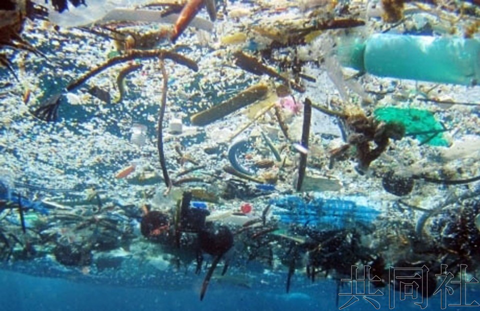 图为漂浮在海洋的大量塑料垃圾，由美国国家海洋和大气管理局提供。（图：共同社）