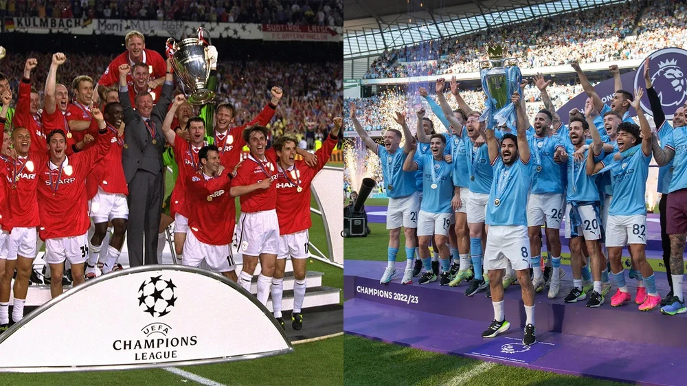 Giống và khác nhau giữa 2 ""cú ăn ba"" của Man.City 2023 và Man.United 1999 