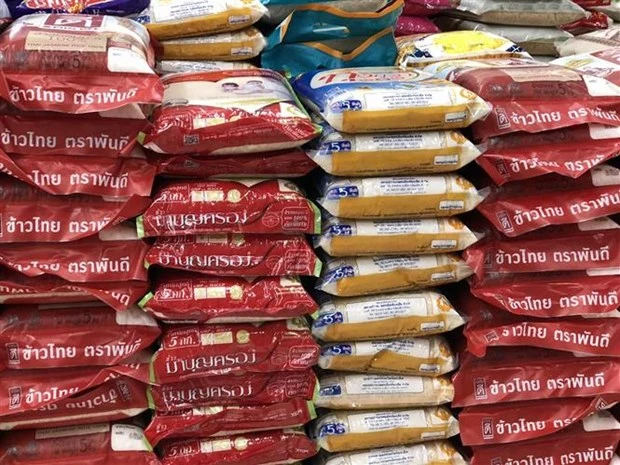 Gạo Thái Lan trong một siêu thị ở Bangkok. Ảnh: THE NATION