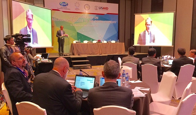 Delegates from APEC-member economies meet at an APEC workshop on enabling MSMEs better access to the digital economy, held on Tuesday in HCM City. (Photo: VNS)