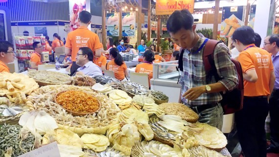 Seafood products showcased at a workshop on EU seafood market in HCMC recently (Photo: SGGP)