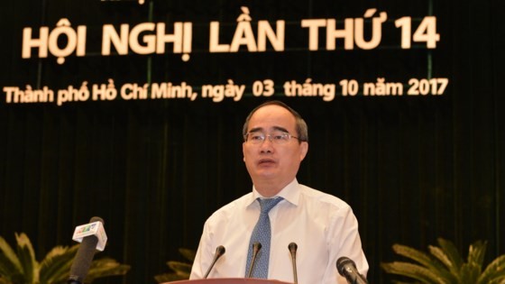 HCMC Party Secretary Nguyen Thien Nhan  delivers a speech to open the conference on October 3 (Photo: SGGP)
