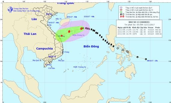 Direction of the typhoon on November 12 (Photo: national weather bureau)