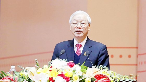Communist Party of Vietnam General Secretary Nguyen Phu Trong speaks at the 11th National Congress of the Ho Chi Minh Communist Youth (HCYU) opened in Hanoi yesterday