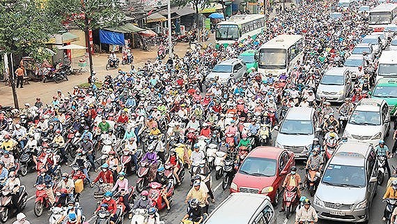 A traffic jam in HCMC 