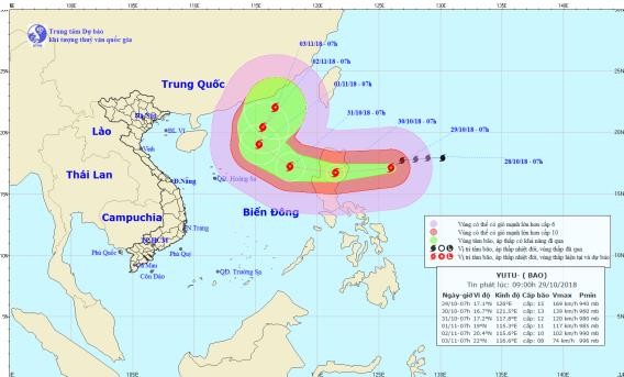 Direction of typhoon Yutu on October 29 (Photo: national weather bureau)