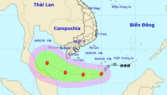 Direction of Typhoon Pabuk (Photo: national weather bureau)