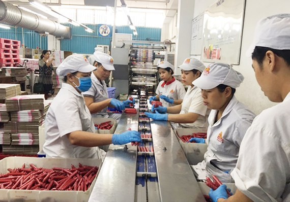 The sausage production line at Vissan Company (Photo: SGGP)