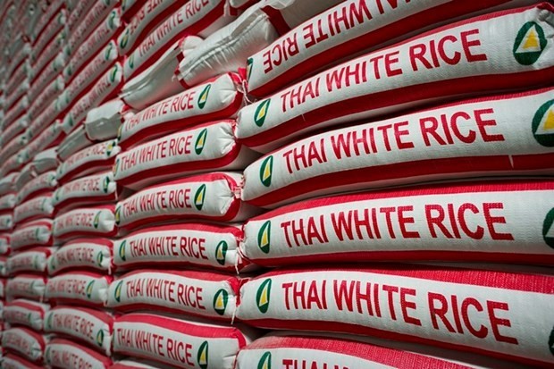 Rice bags stocked up at a factory in Bangkok, Thailand (Photo: AFP/VNA)