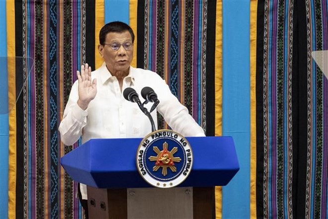 Philippine President Rodrigo Duterte speaks before the joint Congress in Manila on July 22 (Photo: AFP/VNA)