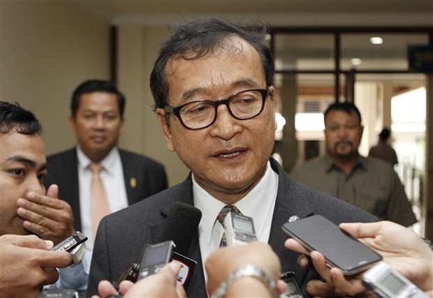 Exile leader of the dissolved Cambodia National Rescue Party (CNRP) Sam Rainsy (Photo: AFP/VNA)