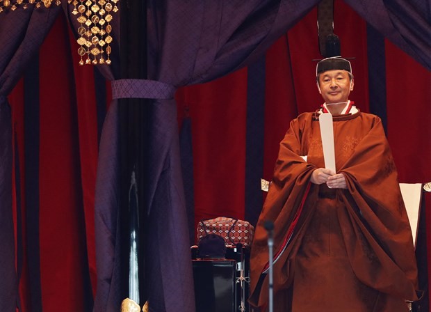 Japanese Emperor Naruhito at the coronation ceremony at the Imperial Palace in Tokyo on October 22 (Photo: VNA)