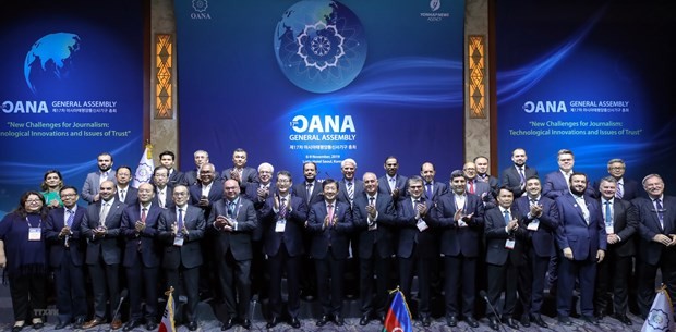 Participants at the 17th General Assembly of OANA, which is taking place in Seoul on November 7-8. (Photo: VNA)